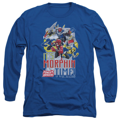 Power Rangers Morphin Time Mens Long Sleeve Shirt Royal Blue Officially Licensed