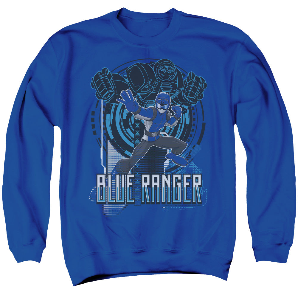 Power Rangers Blue Ranger Mens Crewneck Sweatshirt Royal Blue Officially Licensed