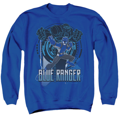 Power Rangers Blue Ranger Mens Crewneck Sweatshirt Royal Blue Officially Licensed
