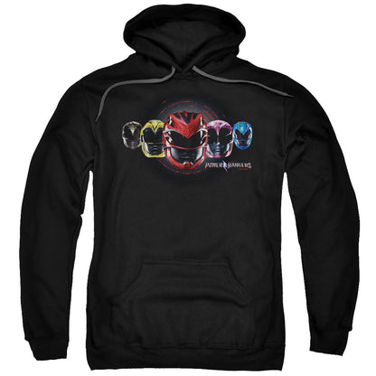 Power Rangers Head Group Mens Hoodie Black Officially Licensed
