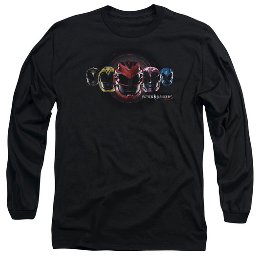 Power Rangers Head Group Mens Long Sleeve Shirt Black Officially Licensed