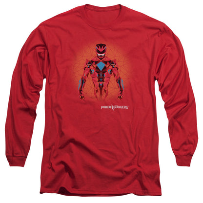 Power Rangers Red Power Ranger Graphic Mens Long Sleeve Shirt Red Officially Licensed