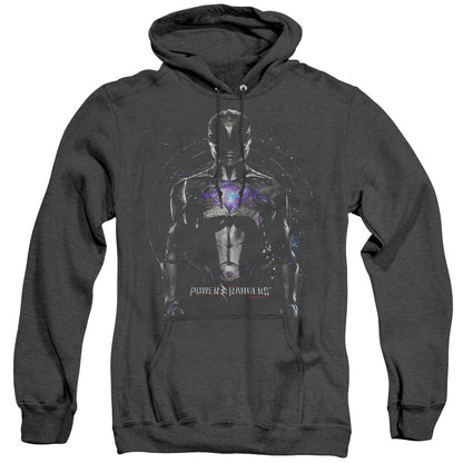 Power Rangers Black Ranger Mens Heather Hoodie Black Officially Licensed