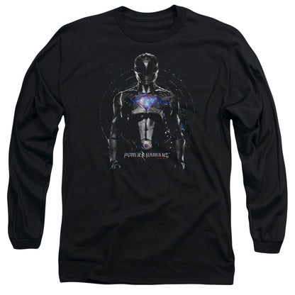 Power Rangers Black Ranger Mens Long Sleeve Shirt Black Officially Licensed