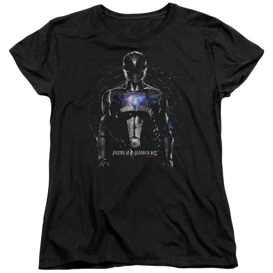 Power Rangers Black Ranger Womens T Shirt Black Officially Licensed