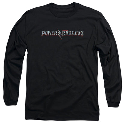 Power Rangers Movie Logo Mens Long Sleeve Shirt Black Officially Licensed