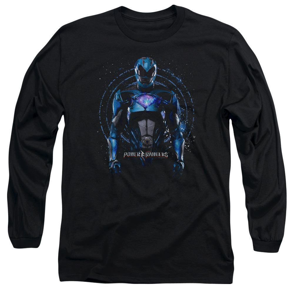 Power Rangers Blue Ranger Mens Long Sleeve Shirt Black Officially Licensed