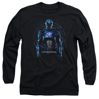 Power Rangers Blue Ranger Mens Long Sleeve Shirt Black Officially Licensed