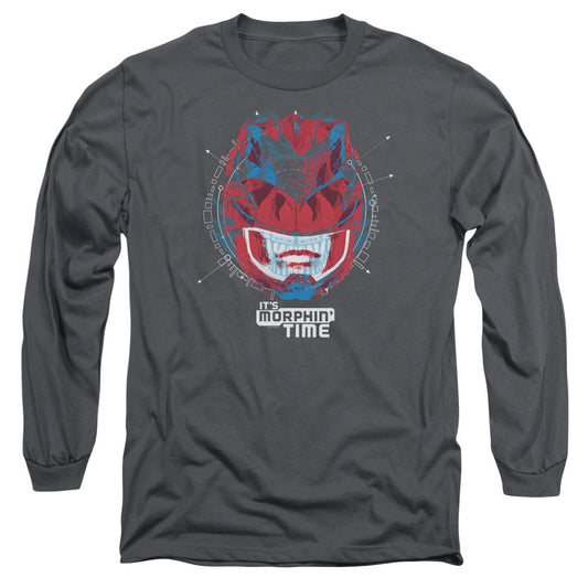 Power Rangers Its Morphin Time Mens Long Sleeve Shirt Charcoal Officially Licensed
