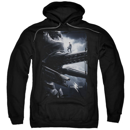 Power Rangers Black Zord Poster Mens Hoodie Black Officially Licensed