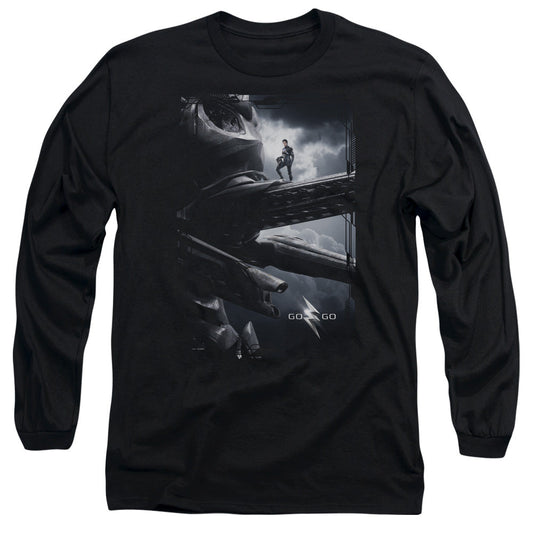 Power Rangers Black Zord Poster Mens Long Sleeve Shirt Black Officially Licensed