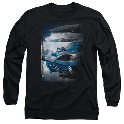 Power Rangers Blue Zord Poster Mens Long Sleeve Shirt Black Officially Licensed