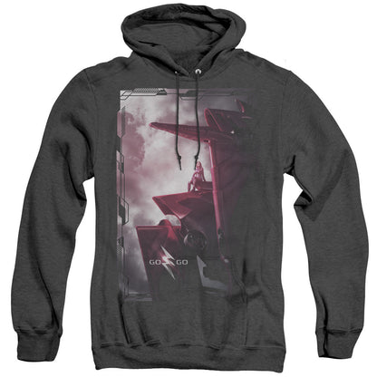 Power Rangers Pink Zord Poster Mens Heather Hoodie Black Officially Licensed