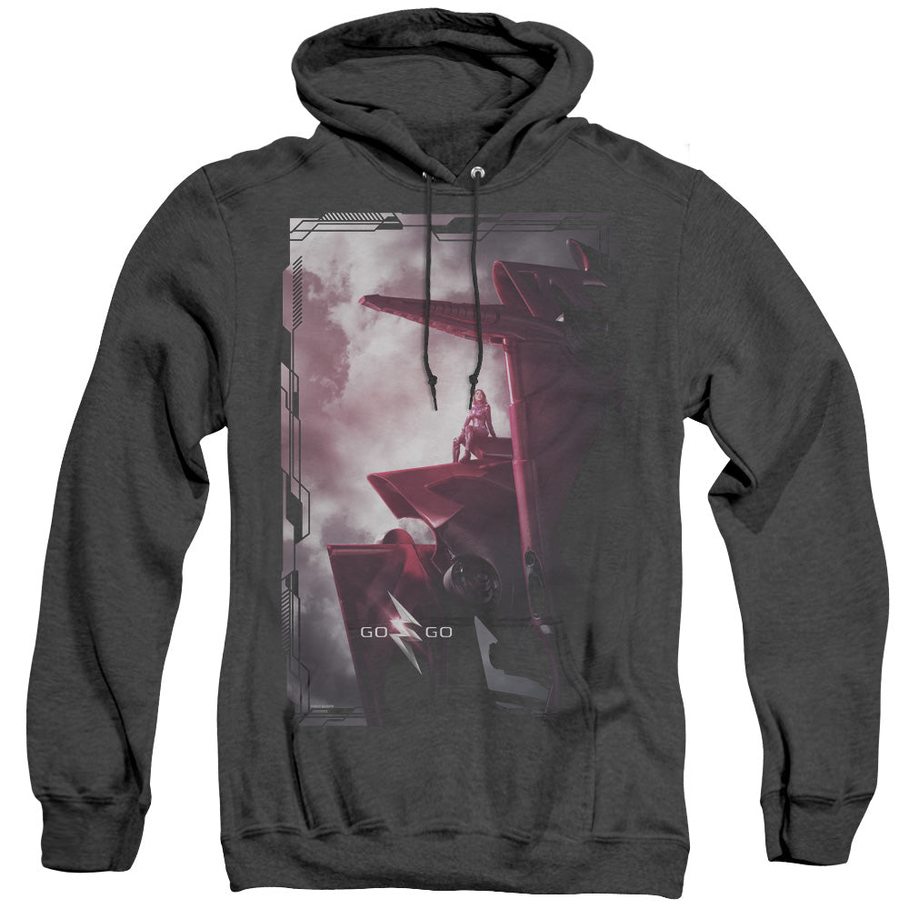 Power Rangers Pink Zord Poster Mens Heather Hoodie Black Officially Licensed
