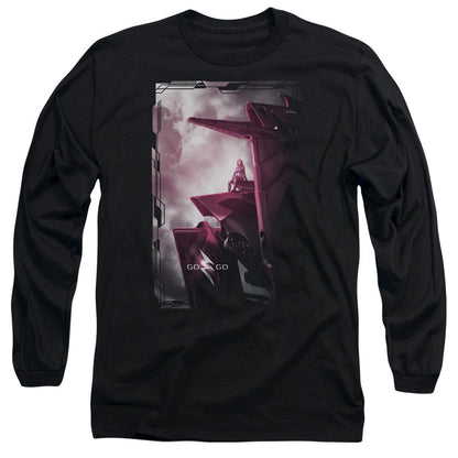 Power Rangers Pink Zord Poster Mens Long Sleeve Shirt Black Officially Licensed