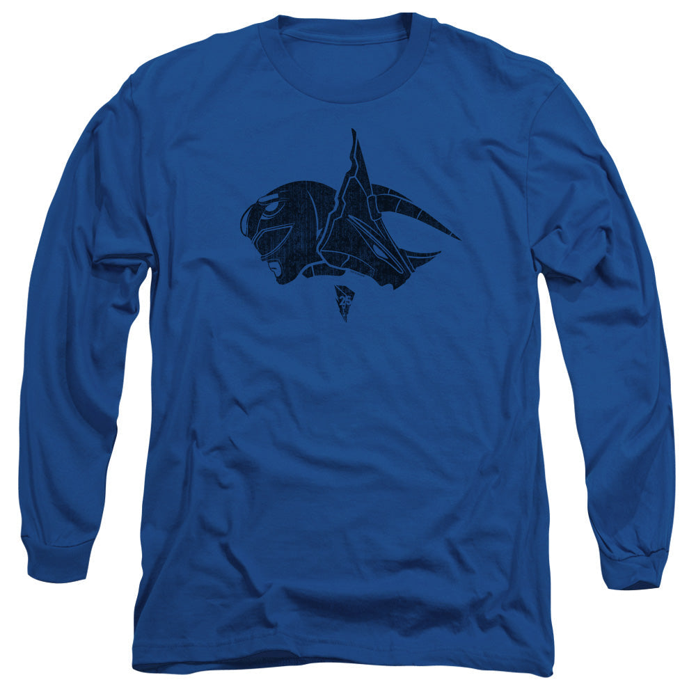 Power Rangers Blue Mens Long Sleeve Shirt Royal Blue Officially Licensed