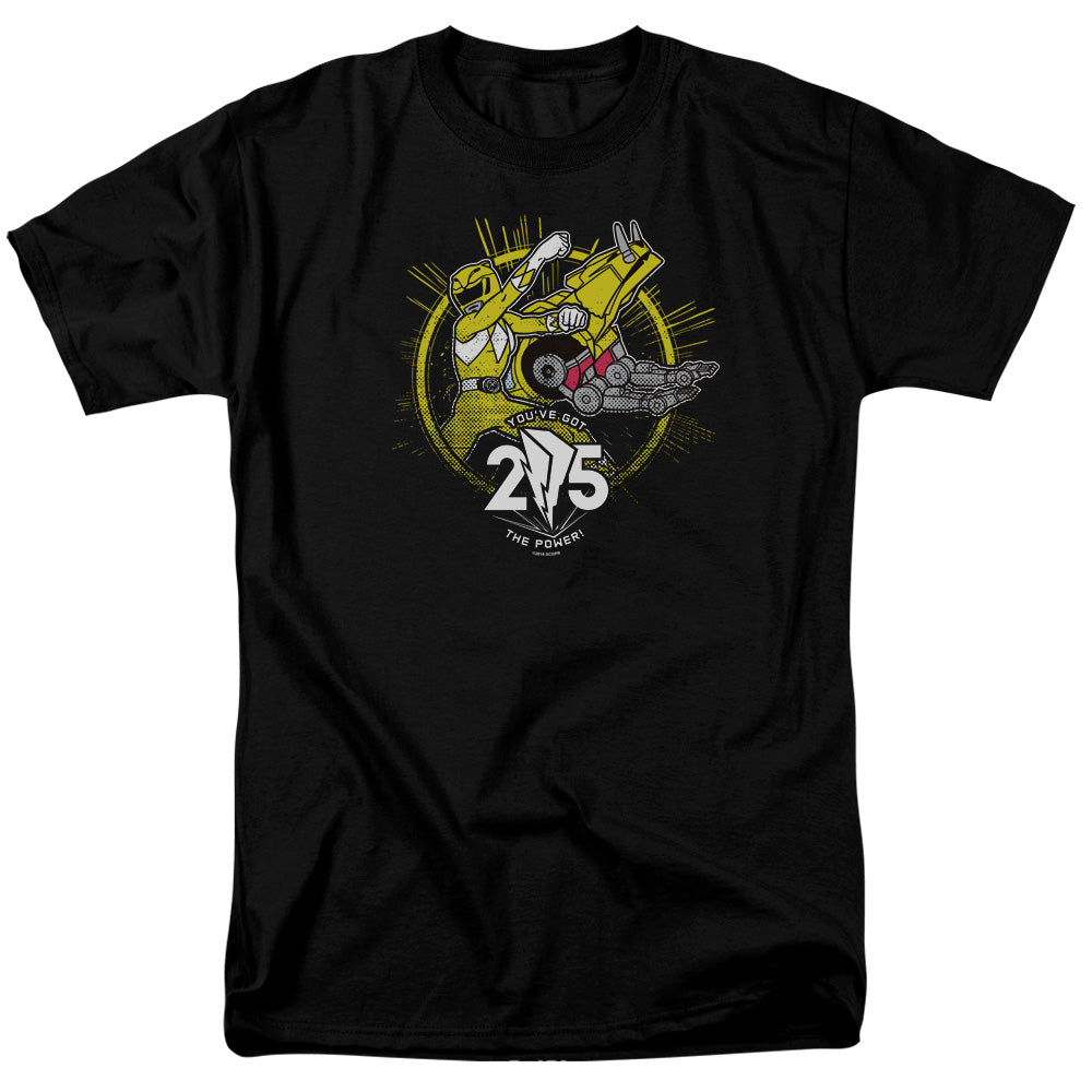 Power Rangers Yellow 25 Mens T Shirt Black Officially Licensed