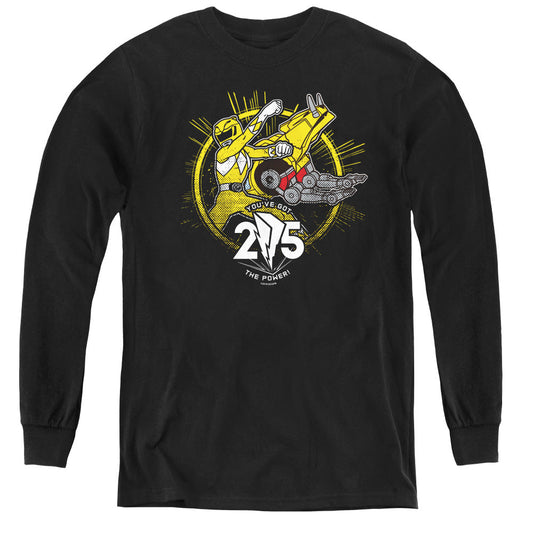 Power Rangers Yellow 25 Long Sleeve Kids Youth T Shirt Black Officially Licensed