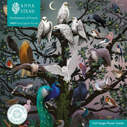 Parliament of Fowls by Anna Stead 1000 Piece Jigsaw Puzzle Flame Tree