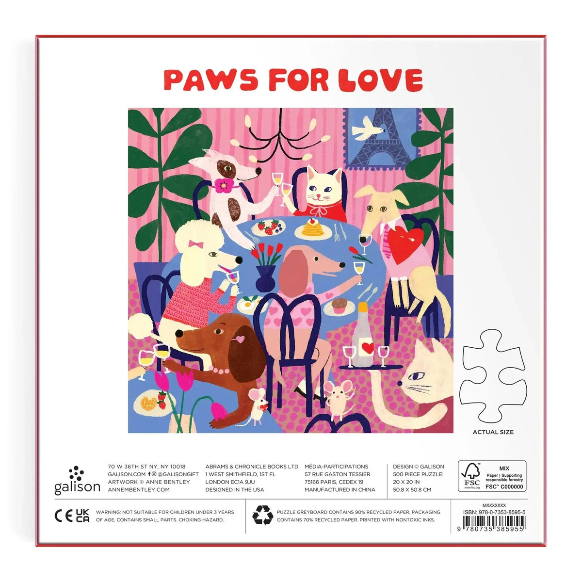 Paws for Love 500 Piece Jigsaw Puzzle Galison