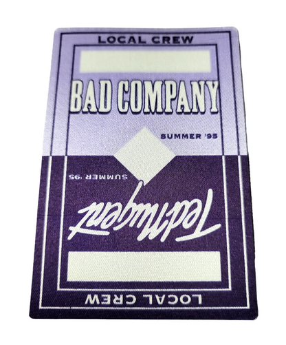 Bad Company & Ted Nugent Summer Tour 1995 Local Crew Backstage Pass OTTO purple
