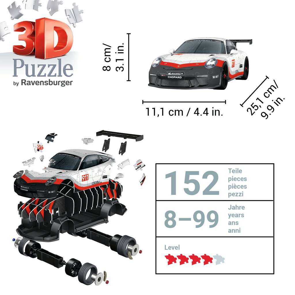 Porsche 911 GT3 Cup 152 Piece 3D Jigsaw Puzzle Ravensburger