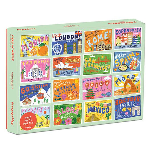 Postcards 1000 Piece Jigsaw Puzzle Happily