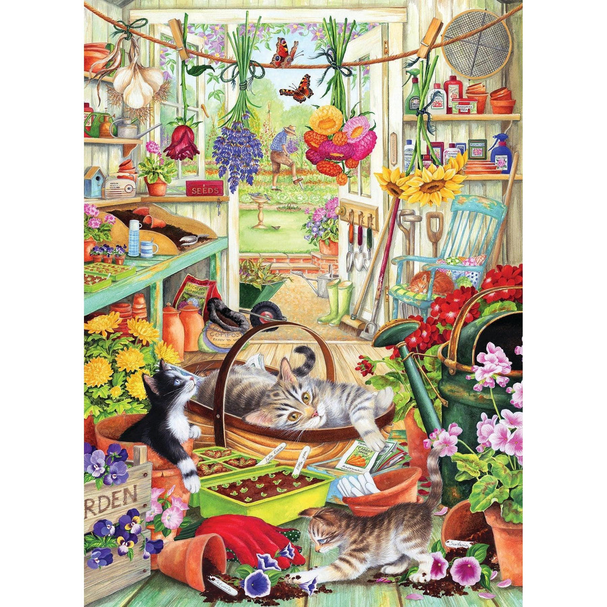 Potting Shed Cats 500 Piece Jigsaw Puzzle Cobble Hill