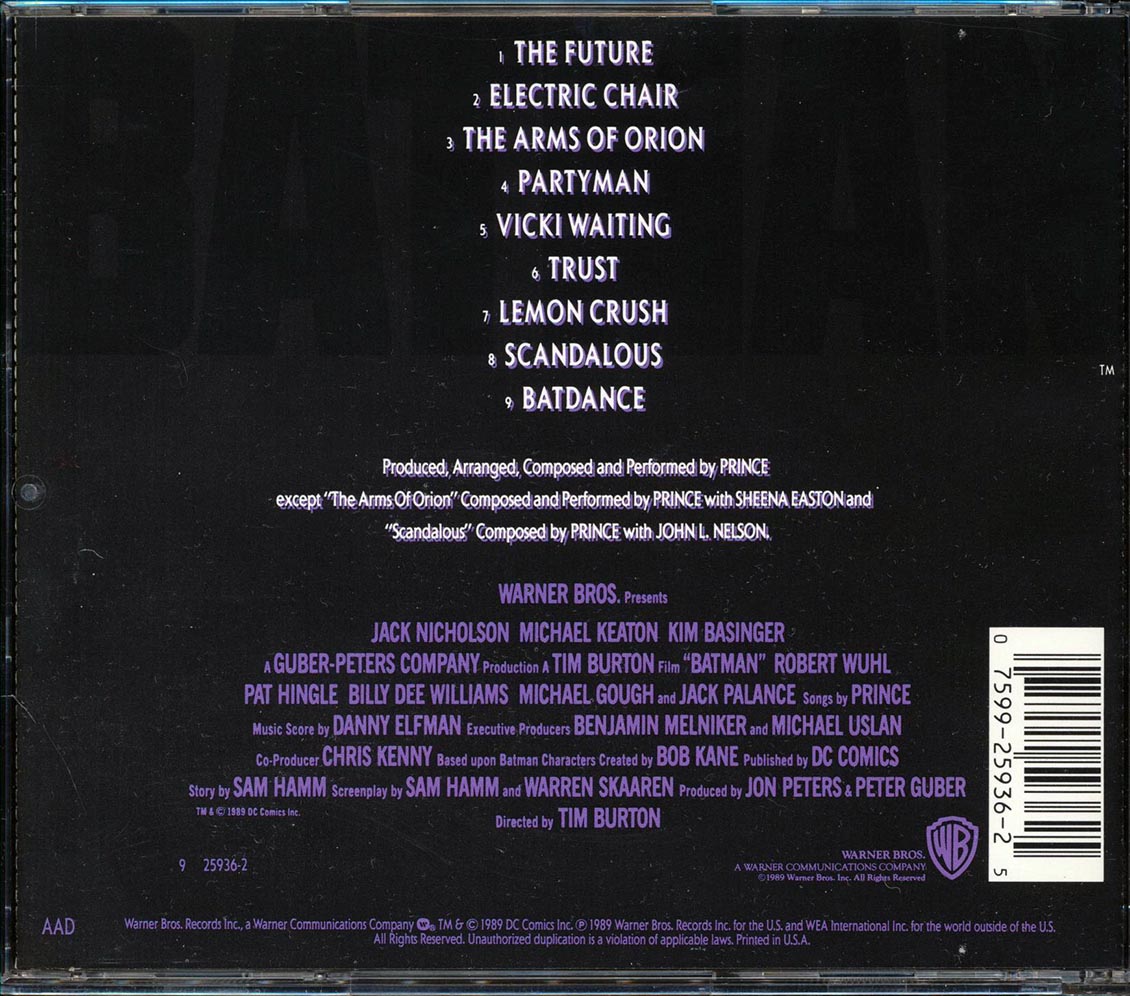 Prince - Batman (Motion Picture Soundtrack) [1989 New CD]