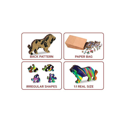 Rainbow Wild Cat 274 Piece Wood Jigsaw Puzzle Wooden City