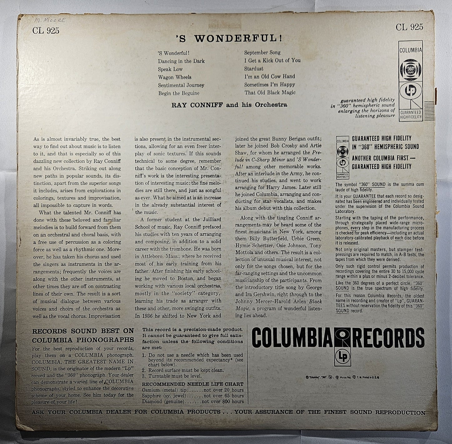 Ray Conniff - 'S Wonderful! [1956 Hollywood Pressing Mono] [Used Vinyl Record LP]