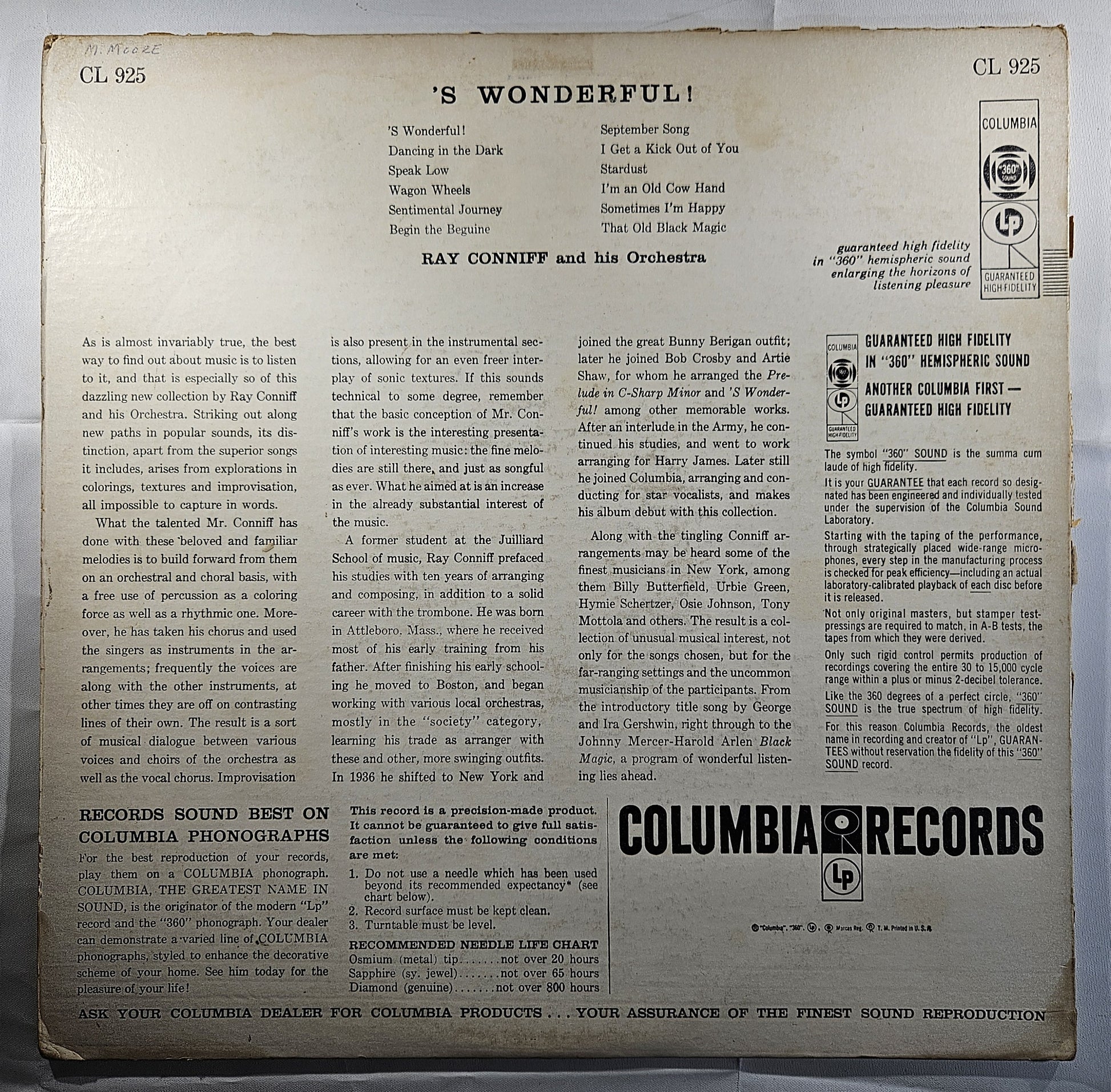 Ray Conniff - 'S Wonderful! [1956 Hollywood Pressing Mono] [Used Vinyl Record LP]