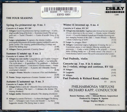 Richard Kapp - Vivaldi The Four Seasons (Paul Peabody) [1988 New CD]