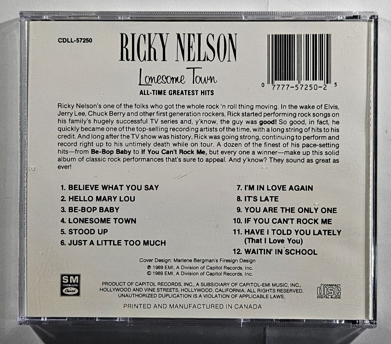 Ricky Nelson - Lonesome Town (All-Time Greatest Hits) [Reissue] [Used CD]