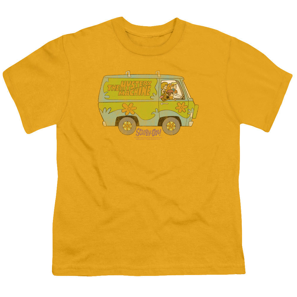 Scooby Doo The Mystery Machine Kids Youth T Shirt Gold Officially Licensed
