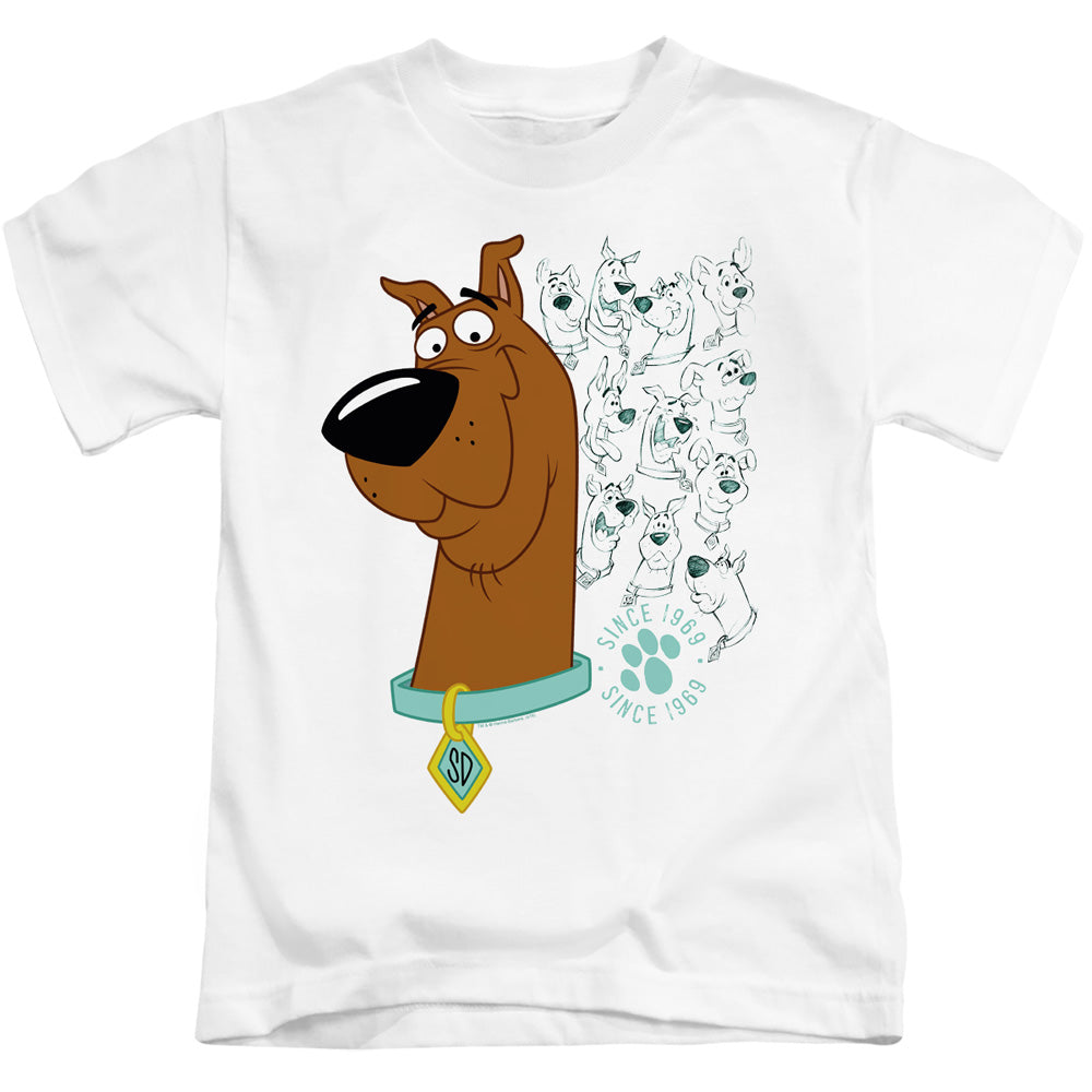 Scooby Doo Evolution Of Scooby Doo Juvenile Kids Youth T Shirt White Officially Licensed