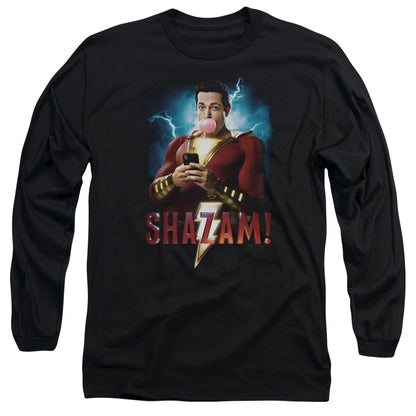 Shazam Movie Blowing Up Mens Long Sleeve Shirt Black Officially Licensed Officially Licensed