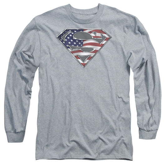 Superman All Mens Long Sleeve Shirt Athletic Heather Officially Licensed