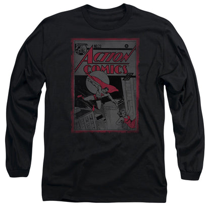 Superman Action Comics 23 Mens Long Sleeve Shirt Black Officially Licensed