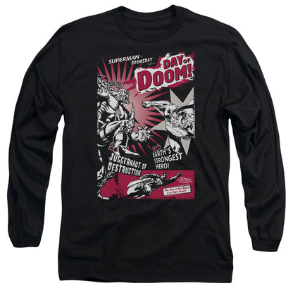 Superman Day Of Doom Mens Long Sleeve Shirt Black Officially Licensed