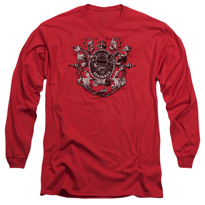 Superman All Hail Superman Mens Long Sleeve Shirt Red Officially Licensed