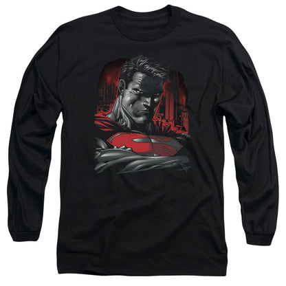 Superman Man Of Steel Mens Long Sleeve Shirt Black Officially Licensed