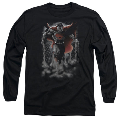 Superman Above The Clouds Mens Long Sleeve Shirt Black Officially Licensed