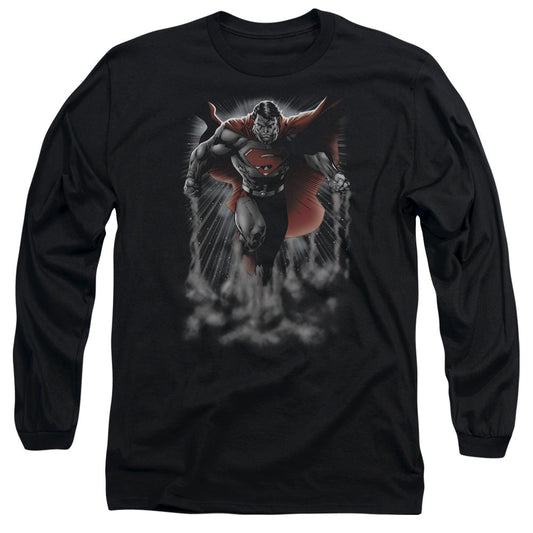 Superman Above The Clouds Mens Long Sleeve Shirt Black Officially Licensed