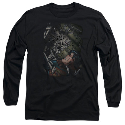 Superman Epic Battle Mens Long Sleeve Shirt Black Officially Licensed