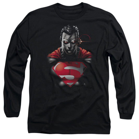 Superman Heat Vision Charged Mens Long Sleeve Shirt Black Officially Licensed