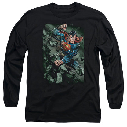 Superman Indestructible Mens Long Sleeve Shirt Black Officially Licensed