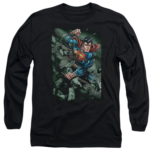 Superman Indestructible Mens Long Sleeve Shirt Black Officially Licensed