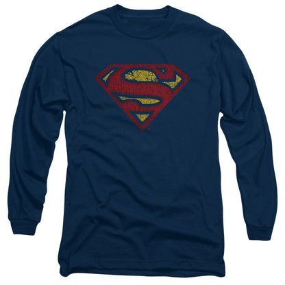Superman Crackle S Mens Long Sleeve Shirt Navy Officially Licensed