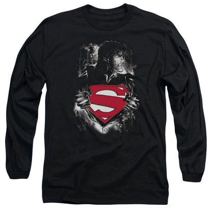 Superman Darkest Hour Mens Long Sleeve Shirt Black Officially Licensed